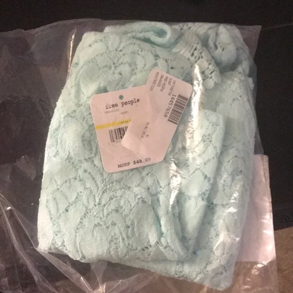NWT Free People Sure Thang Lace Tank mint green M - Picture 4 of 4